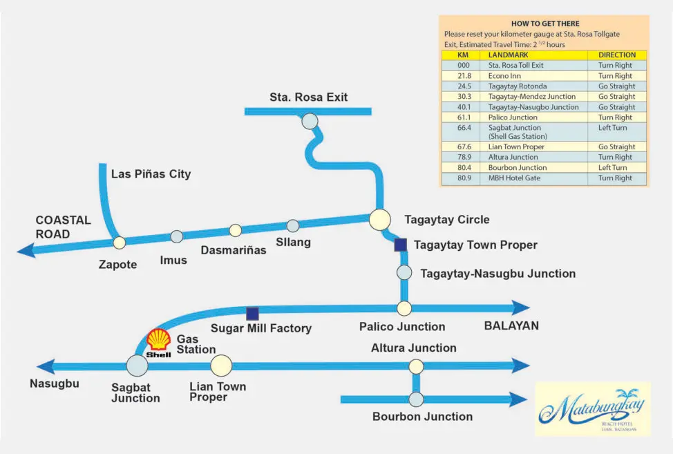 Maps of express way in Matabungkay Beach Hotel